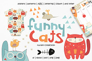 Nursery Art Funny Cats, an Animal Illustration by Nursery Art (Thumbnail 1 of 10)