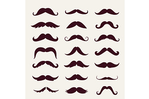 Mustache Trendy Styles Set. Brown