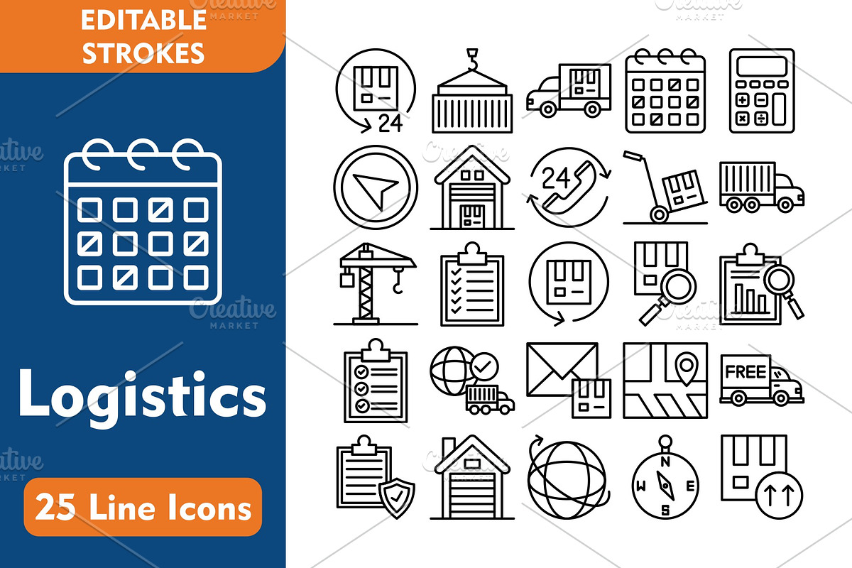 25 Logistics Line Icons, an Icon by Pexelpy