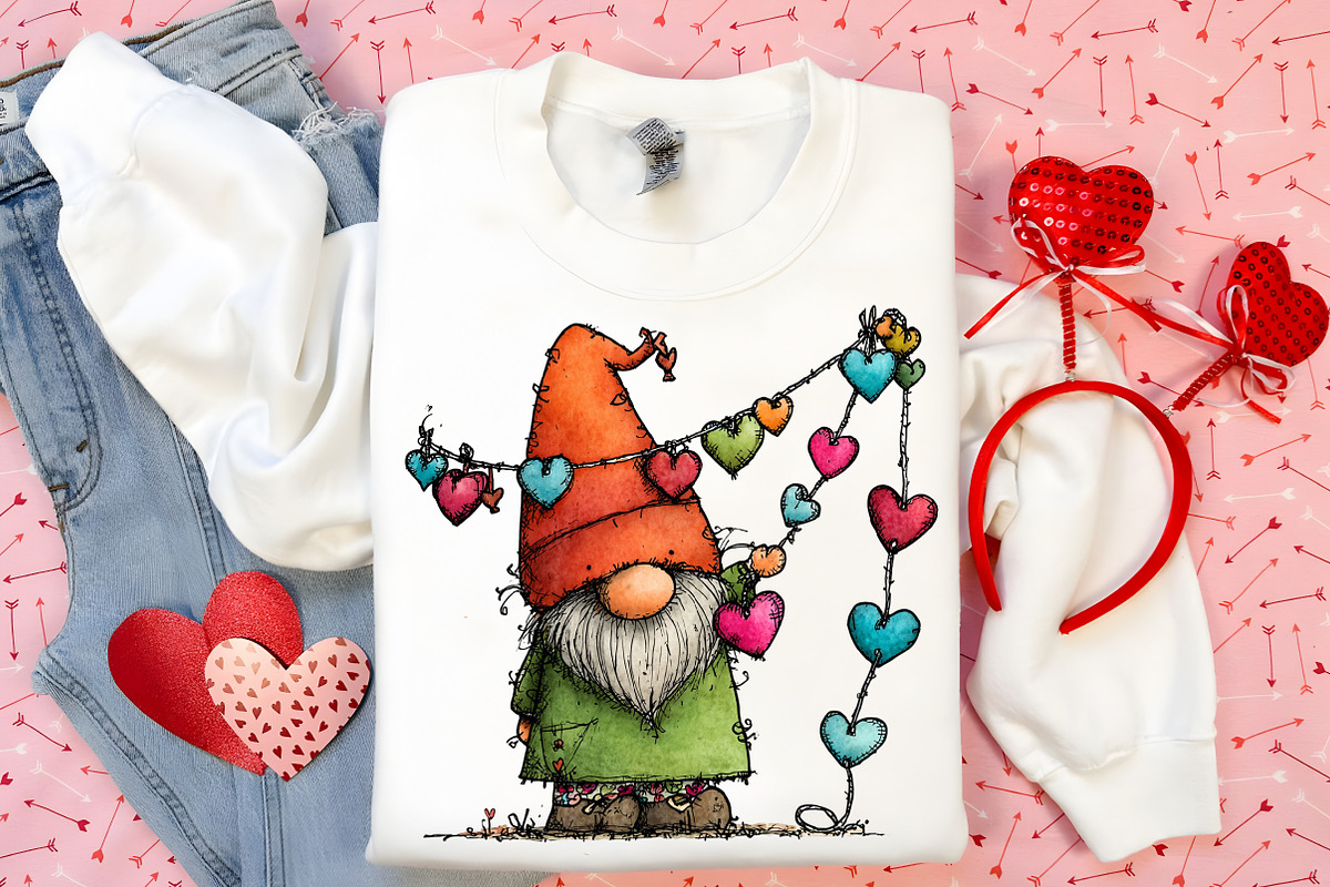 Watercolor Valentine Gnome Clipart, an Illustration by Canvas Craft (Photo 4 of 6)