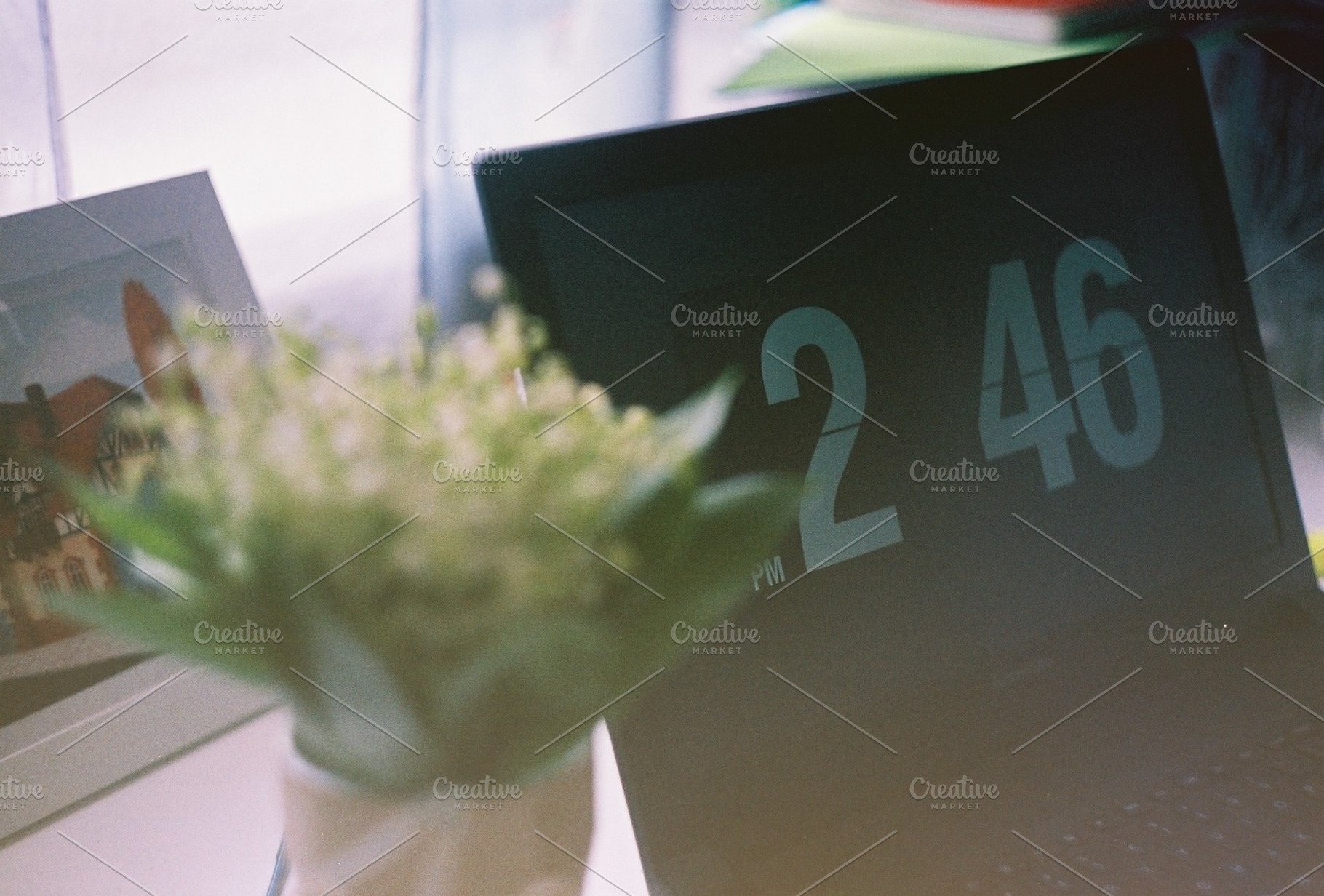 Computer and flowers (vintage), a Business Photo by Kasia Górska
