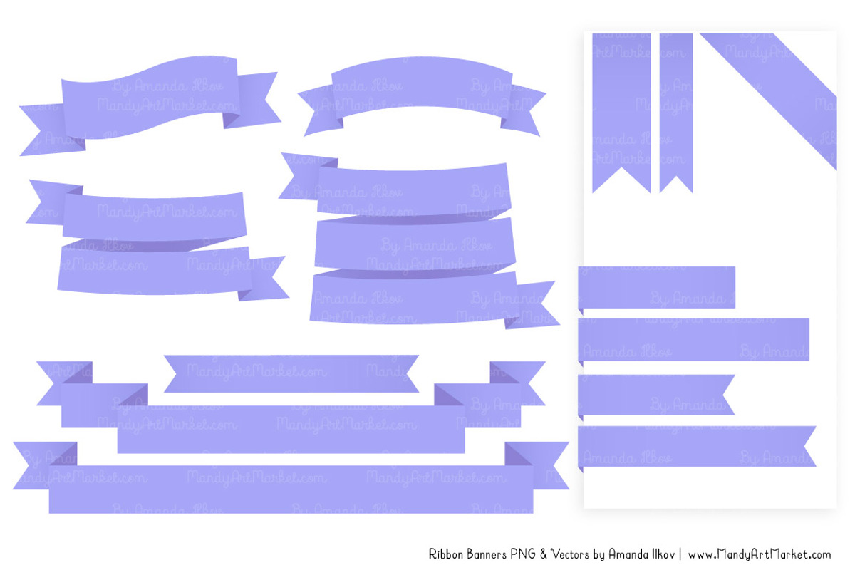 Periwinkle Ribbon Banner Clipart, an Illustration by Amanda Ilkov (Photo 4 of 4)