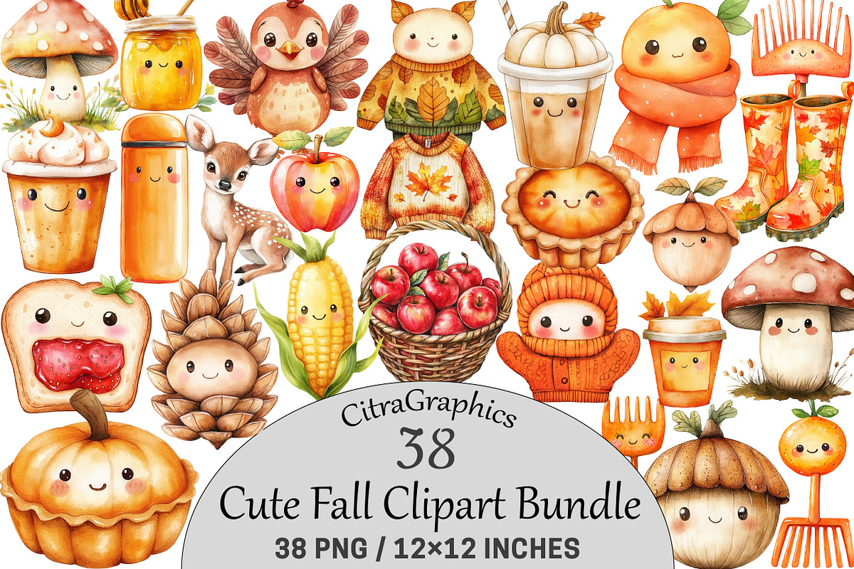 Cute Fall Clipart, an Illustration by CitraGraphics (Photo 1 of 5)