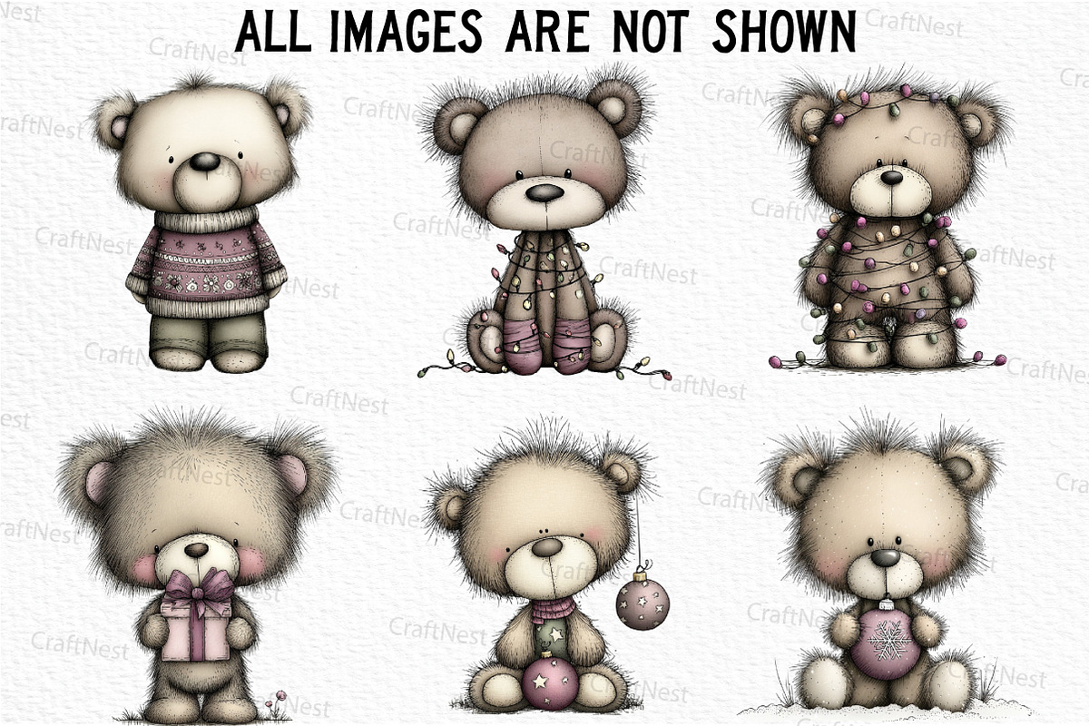 Whimsical Christmas Teddy Clipart, an Illustration by Craft Nest (Photo 4 of 6)
