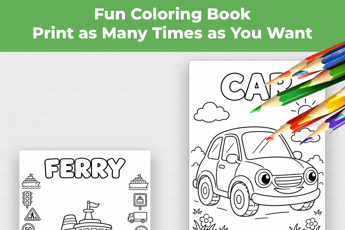 Transportation Coloring Book for Kid, an Education Illustration by Mohammad Sarfaraz (Photo 12 of 17)