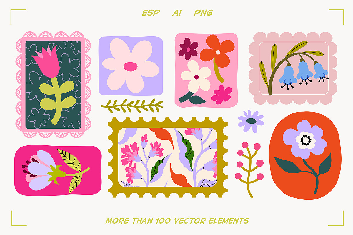 Floral stickers & patterns bundle, an Object Illustration by UnaAnya (Photo 5 of 10)