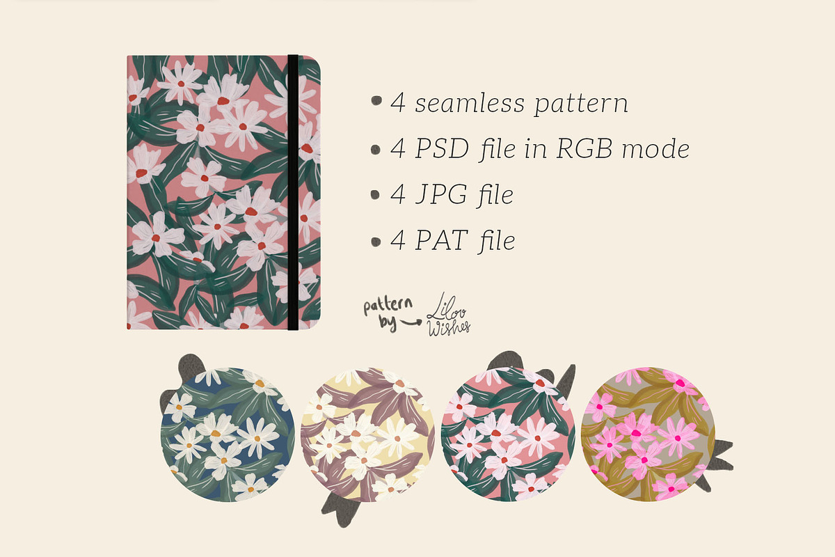 Daisy cosmos floral seamless pattern, a Pattern Graphic by lilovwishes (Photo 2 of 3)