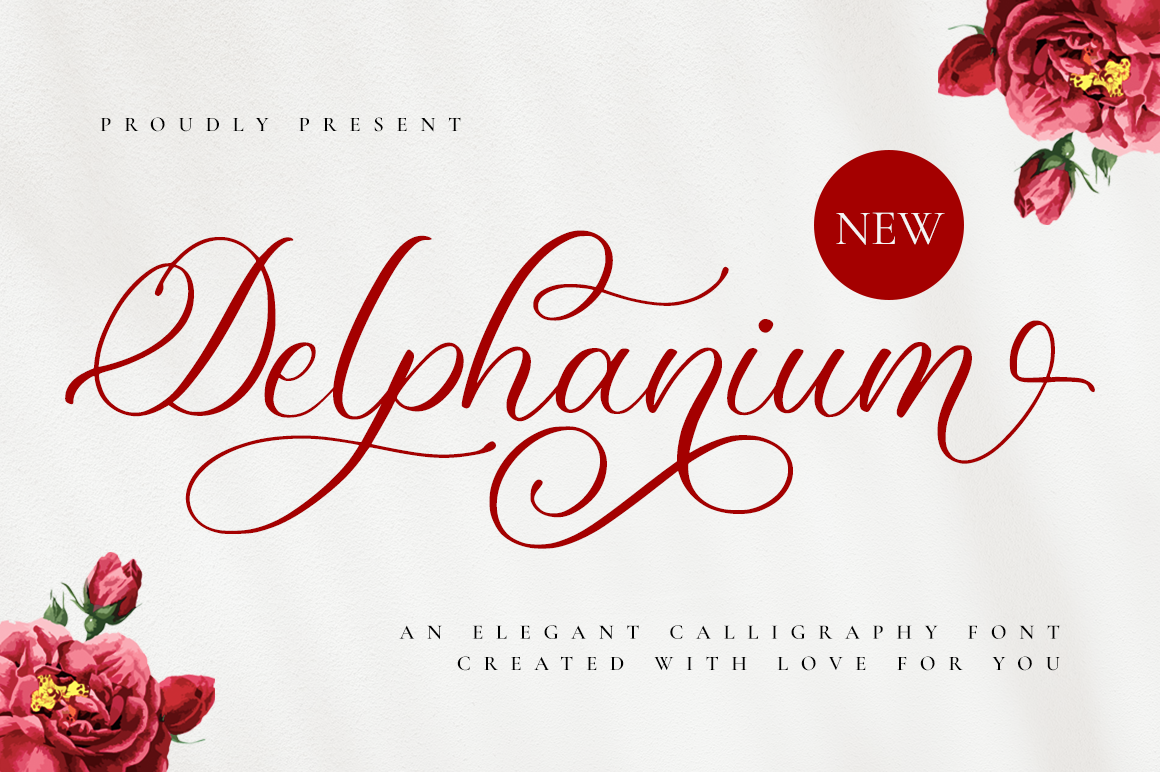Delphanium - Romantic Calligraphy, a Script Font by RockboyStd