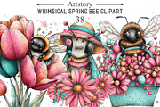 Whimsical Spring Bee Clipart PNG, an Illustration by designcity5 (Thumbnail 1 of 5)