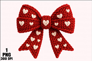 Yarn Faux Valentine's Day Bow PNG, an Illustration by Daily.Designs