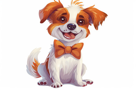 Cute funny quirky dog in a bow tie w, an Abstract Photo by Pixeness