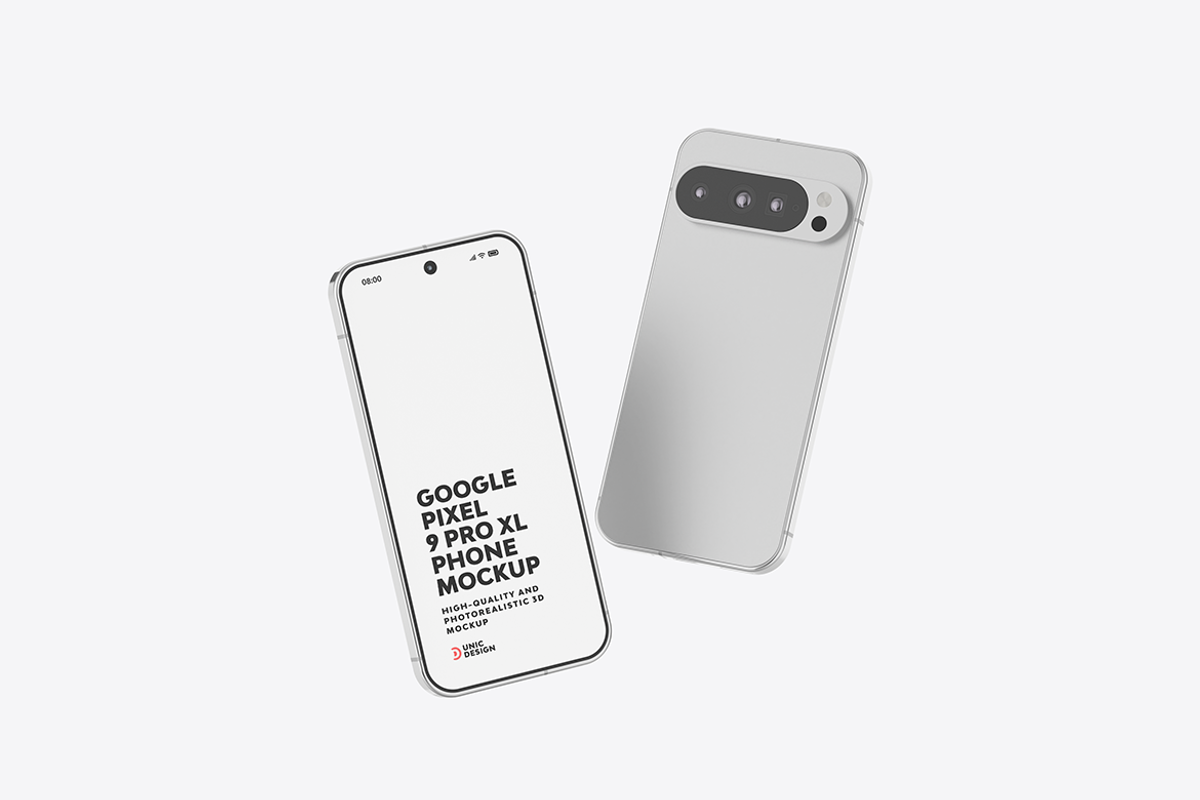 Google Pixel 9 Pro XL Phone Mockup, an Android Mockup by UnicDesign (Photo 21 of 21)