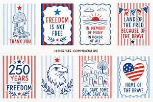 Memorial Day Clipart Patriotic PNG, a Seasonal Illustration by SugarCloudStudioArt