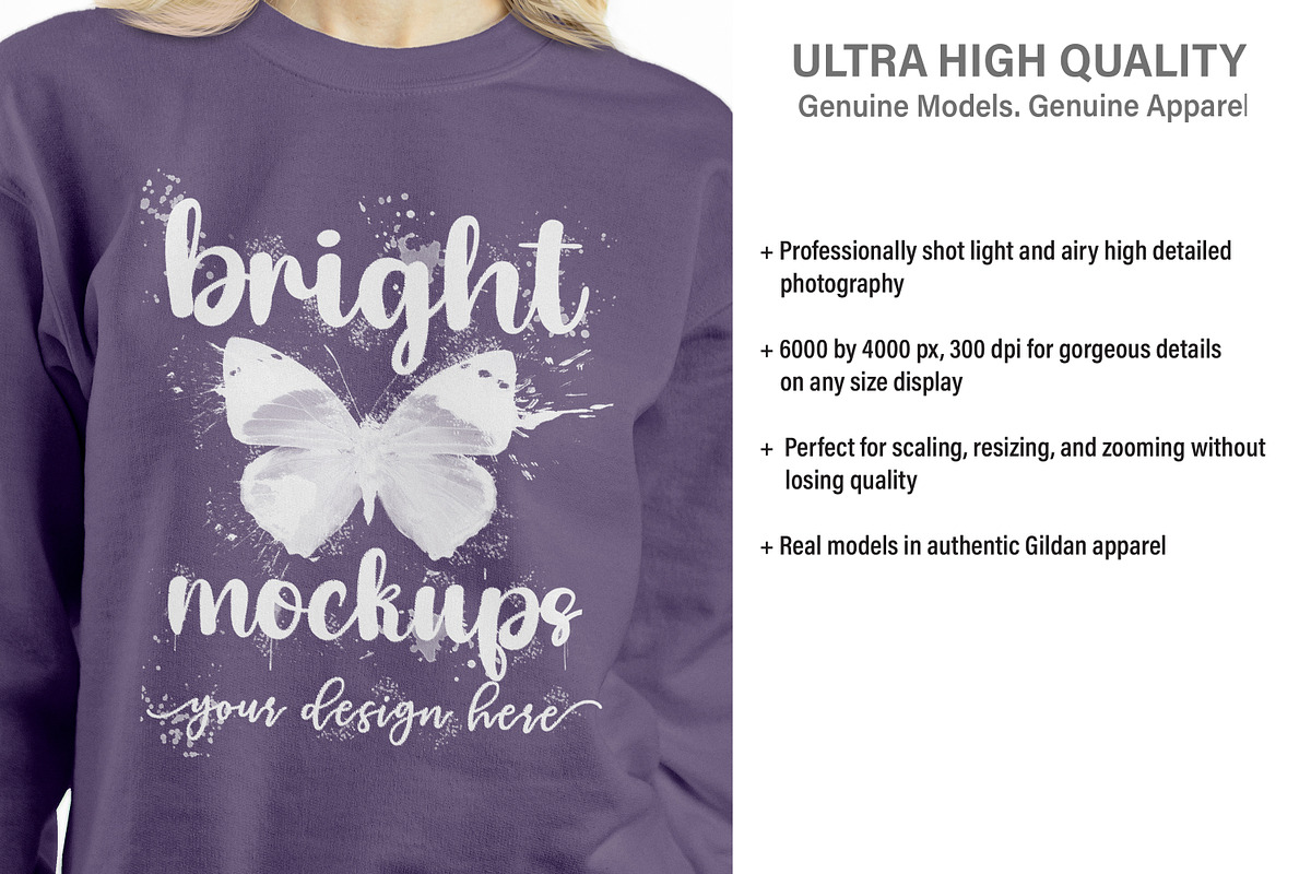 Gildan 18000 Sweatshirt mockup, a Print Template by BrightMockups (Photo 3 of 3)