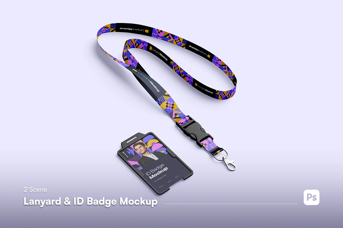 Lanyard ID Badge Mockup, a Merchandise Mockup by graphicsauce (Photo 3 of 4)