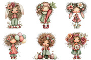 Whimsical Easter Girl Clipart, an Illustration by CraftArtStudio (Thumbnail 2 of 6)