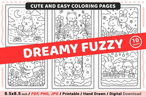 Dreamy Fuzzy Cute Coloring Pages, a Decorative Illustration by Ink Gallery