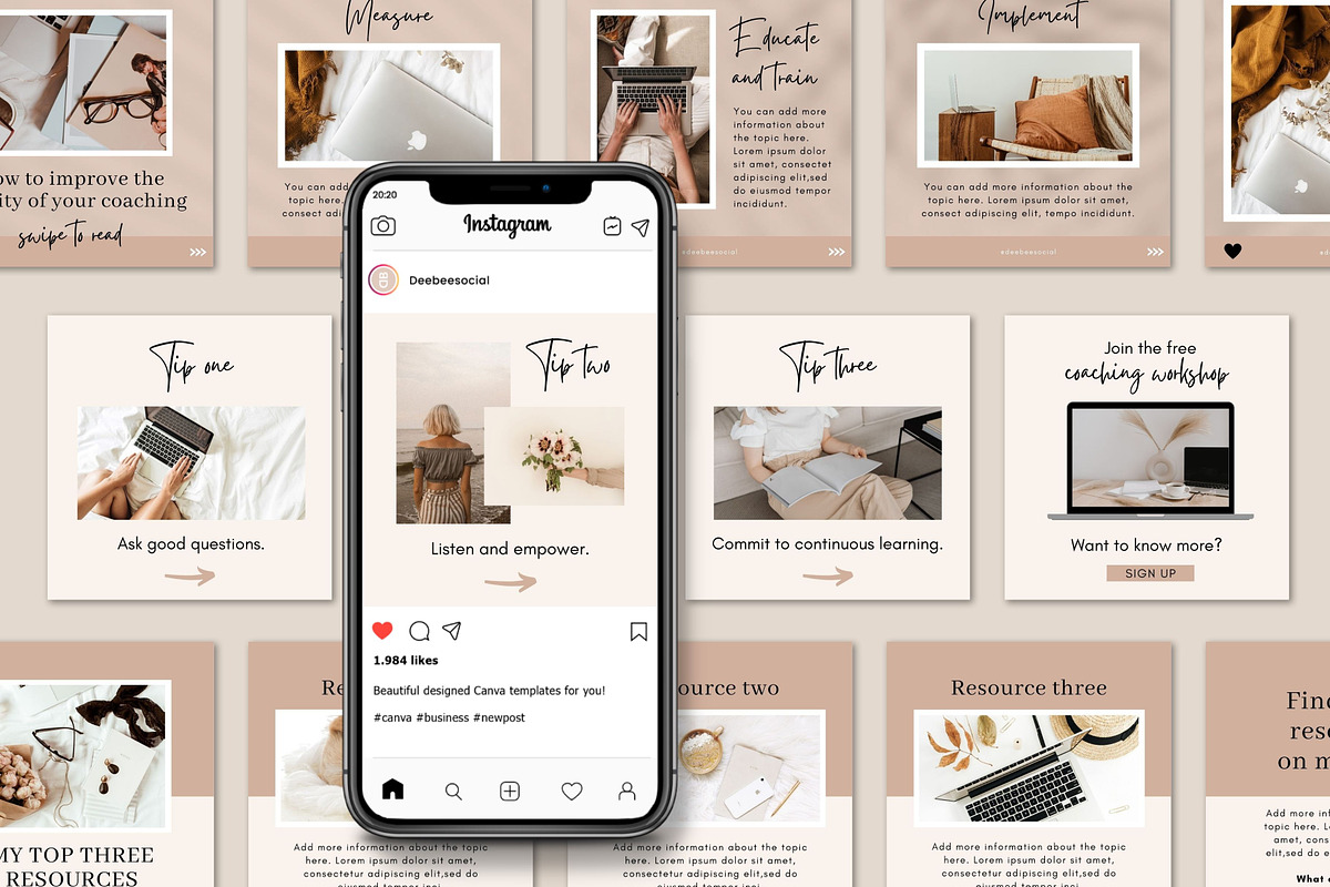 Coaching IG Carousel Posts Canva, a Social Media Template by DeeBeeDesign (Photo 9 of 10)