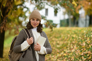 Female university student walking
