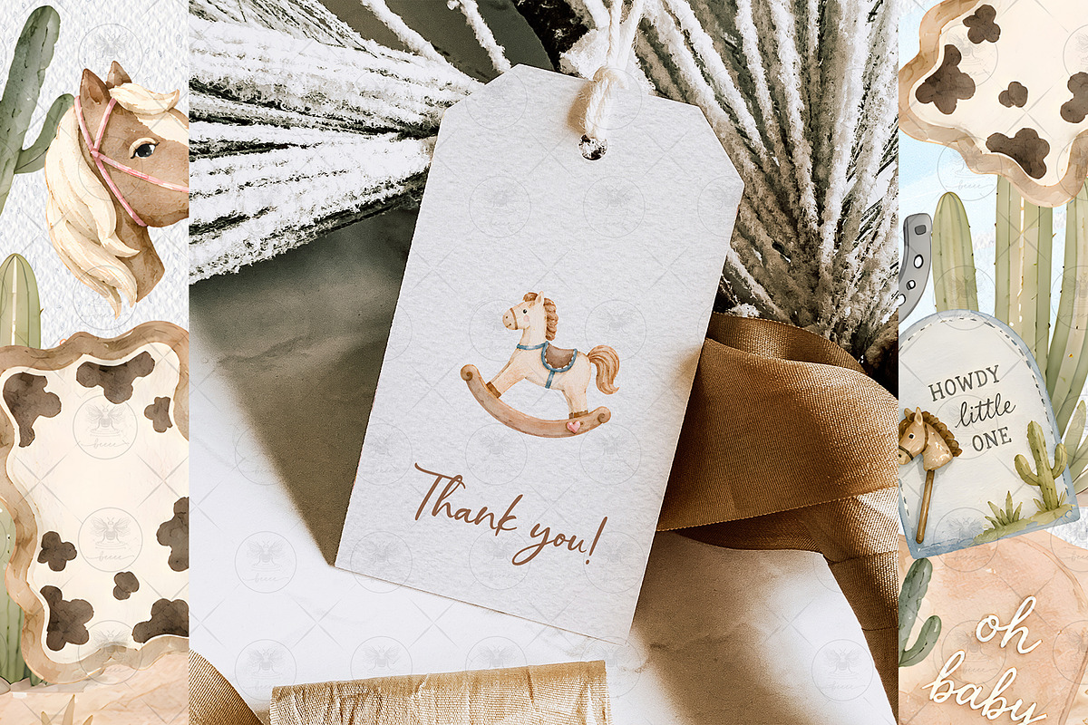 Little Cowboy Baby Shower Clipart, a Decorative Illustration by BigCakeBee (Photo 4 of 4)