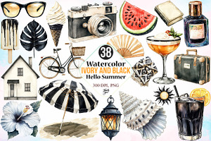 Watercolor Hello Summer Clipart PNG, a Seasonal Illustration by Canvas Craft