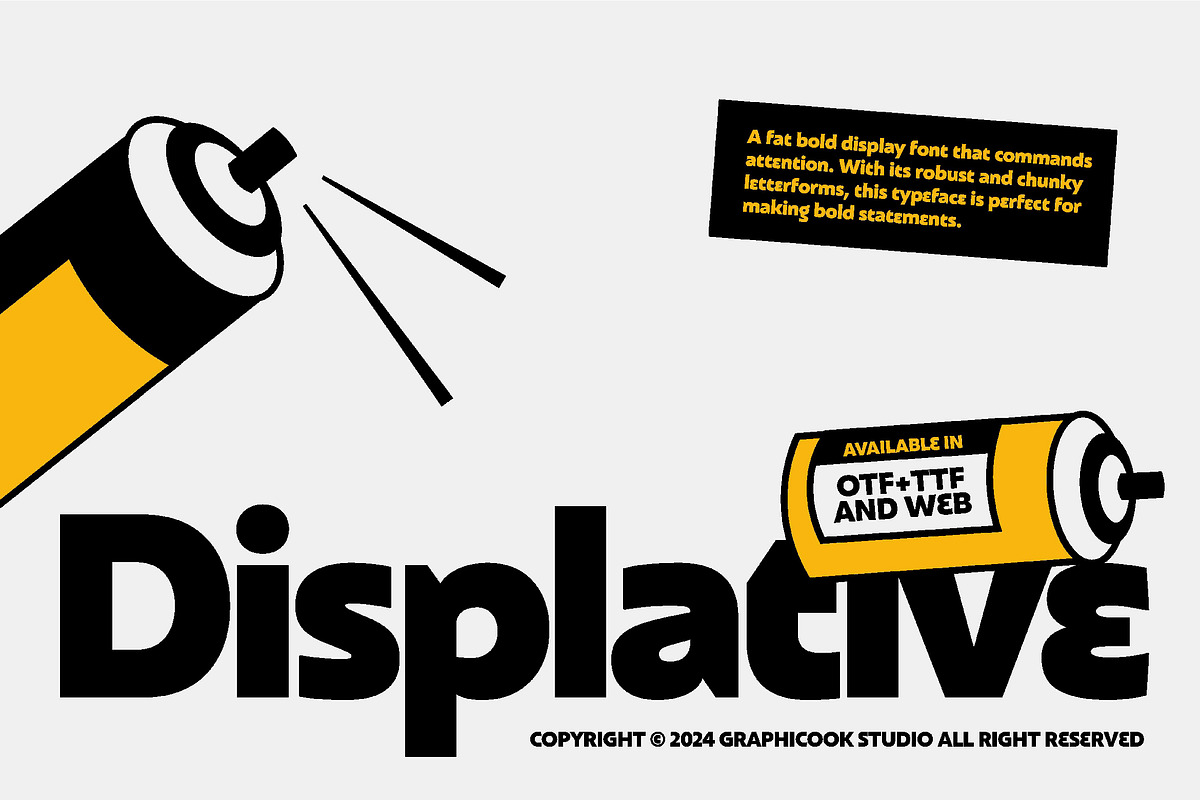 Displative, a Sans Serif Font by graphicook (Photo 1 of 10)
