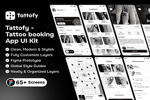 Tattofy - Tattoo booking App UI Kit, an UI Kit Template by Creative Perspective