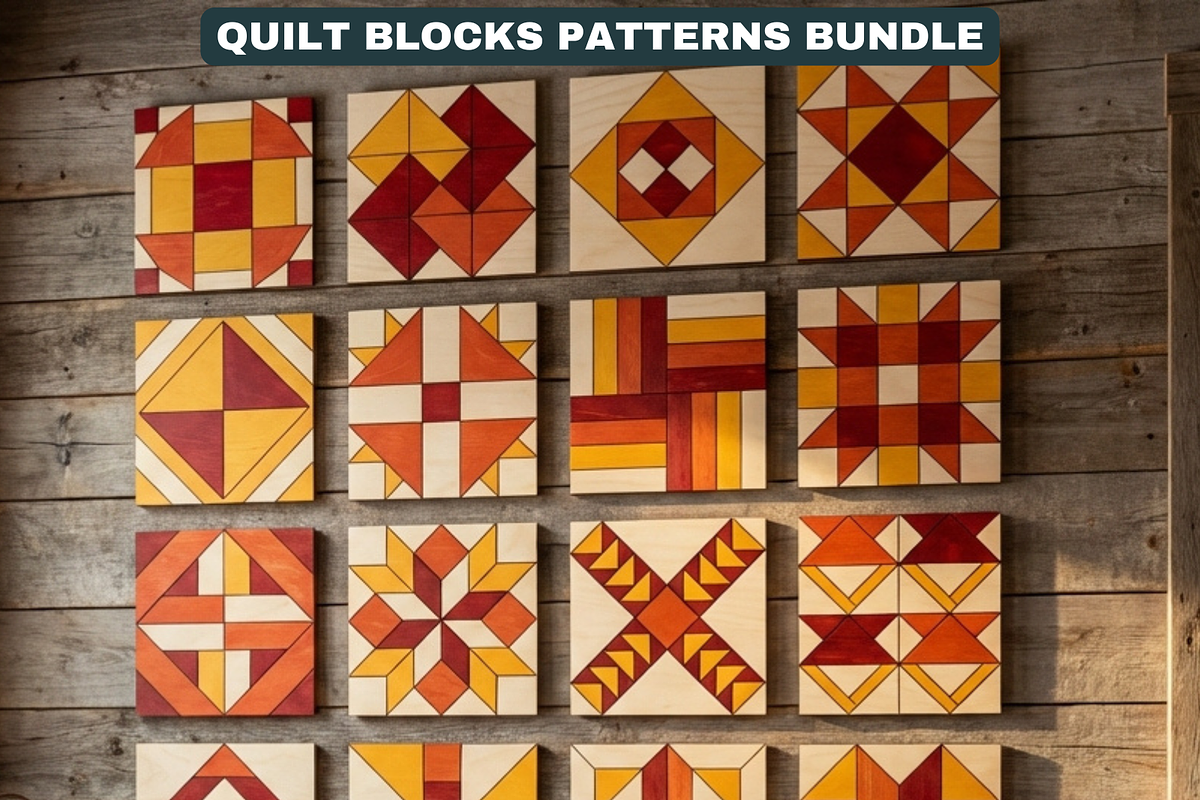 Geometric Barn Quilt Block Patterns, a Pattern Graphic by AtacanDigital (Photo 1 of 19)