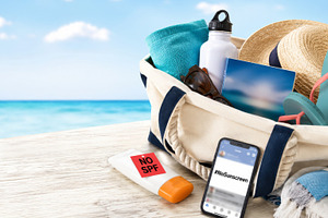 Beach essentials bag with no sunscre, a Photo by Dvoevnore photos