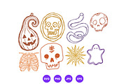 Halloween Hand Drawn Folk Art Set, a Seasonal Illustration by designvectx (Thumbnail 5 of 10)