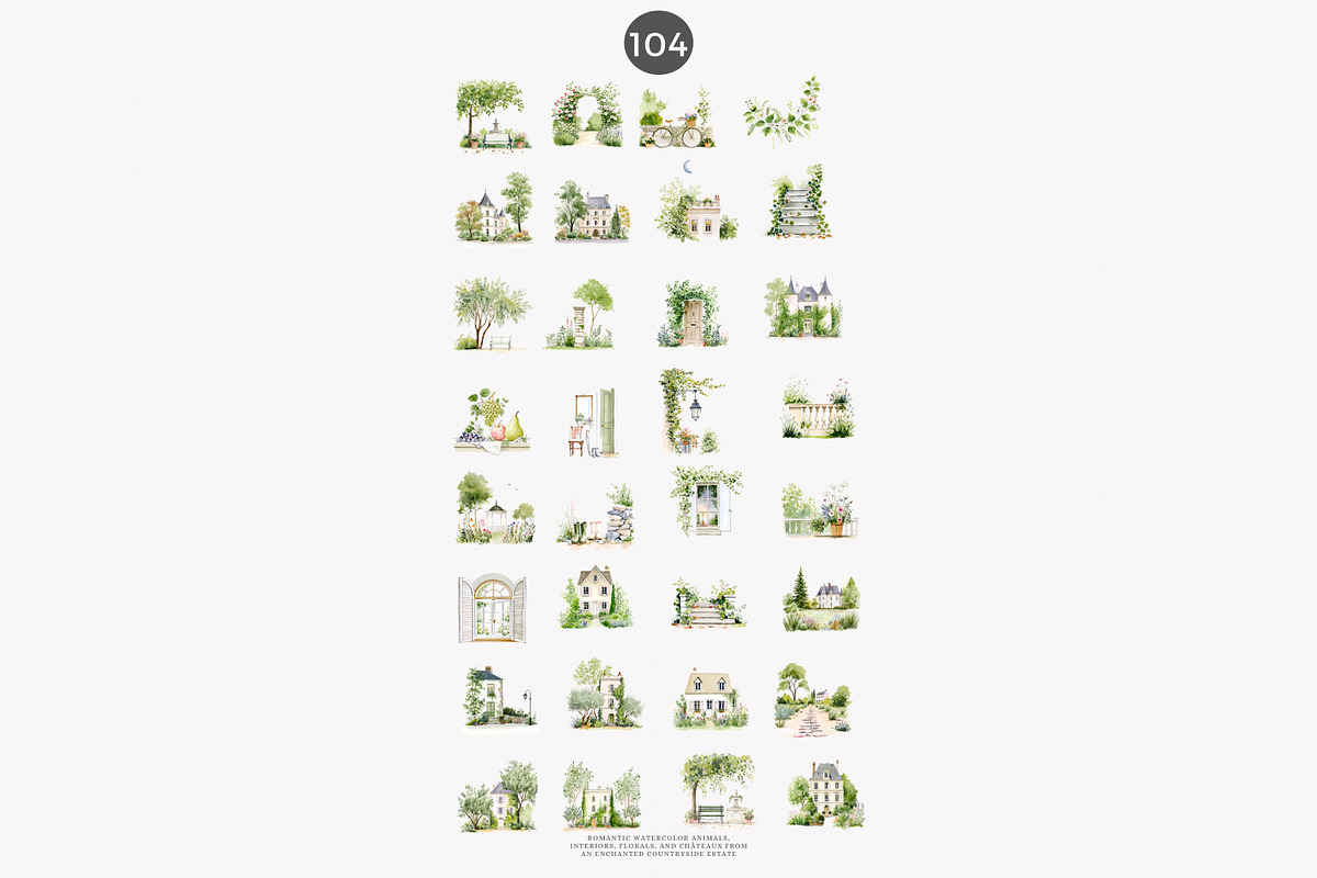 cottagecore graphics chateau decor, a Decorative Illustration by Patishop Art (Photo 9 of 10)