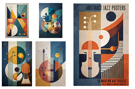 Abstract Jazz Posters, a Decorative Illustration by Digital Art Creations