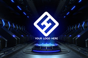 Futuristic pedestal Logo mock-ups, a Product Mockup by S_design (Thumbnail 4 of 12)
