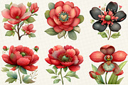 Watercolor Flowers Clipart, an Illustration by DreamCafeArt (Thumbnail 7 of 8)