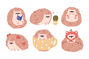Cute funny hedgehogs animals set, an Animal Illustration by Good Studio (Thumbnail 2 of 9)