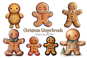 Funny Christmas Gingerbreads. PNG