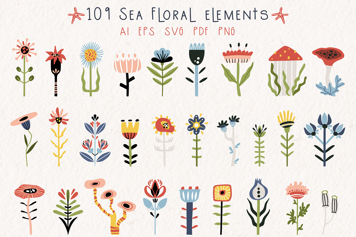 FOLK UNDERWATER - VECTOR KIT, a Decorative Illustration by My Space Garden (Photo 6 of 16)