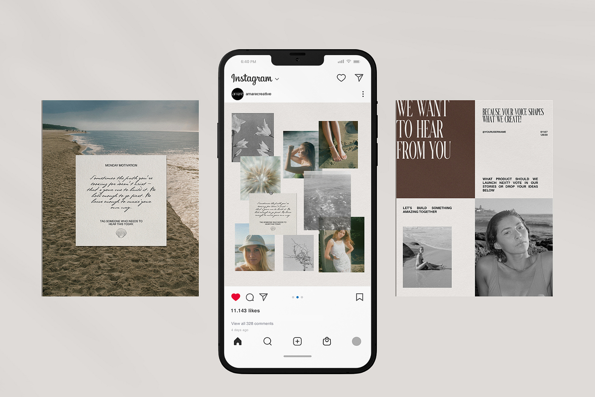 40 Instagram Post kit Canva Template | Amare Creative