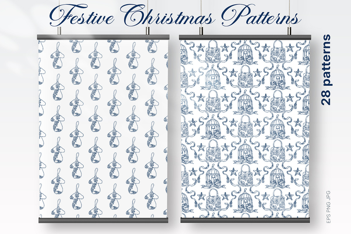 Festive Christmas patterns, a Decorative Illustration by LanaDzi (Photo 10 of 25)