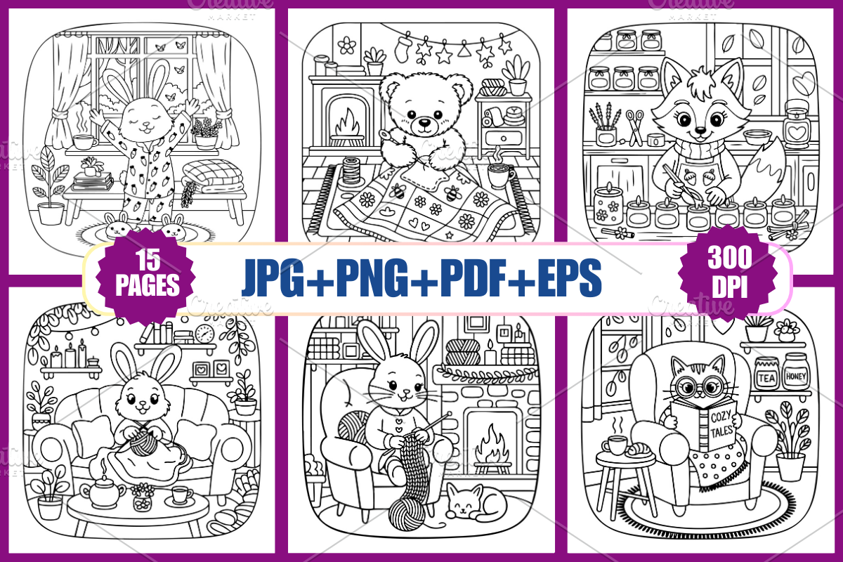 Cottage Hygge Coloring Pages, an Animal Illustration by Coco Bloom (Photo 2 of 3)