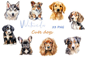 Watercolor Cute Dog sublimation png