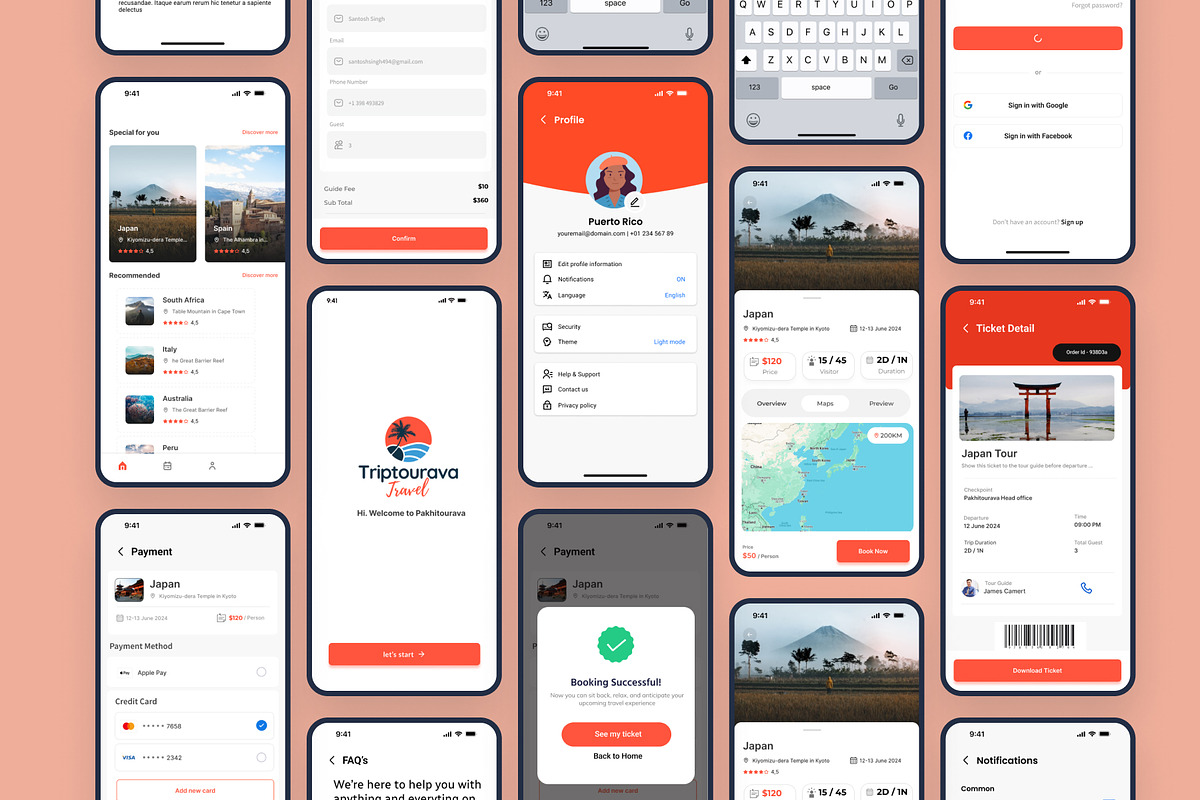 Trip Tourava  - Travel App UI Kit, an UI Kit Template by piyush608 (Photo 2 of 7)