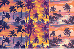 8 Sunset Serenade Seamless Patterns