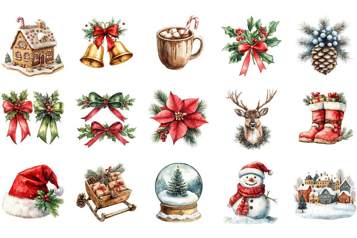 Merry Christmas Sublimation Clipart, an Illustration by Designking (Photo 3 of 5)
