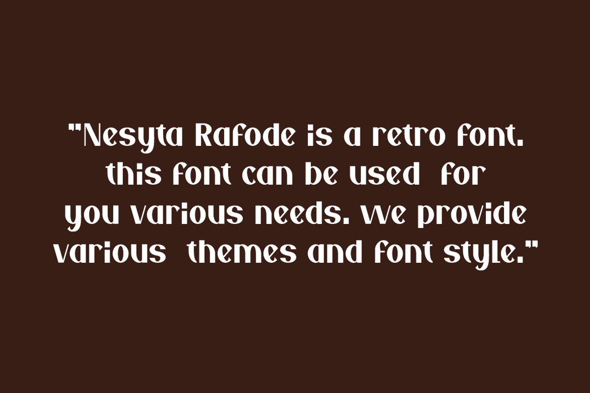 Nesyta Rafode - Stylish Retro Font, a Sans Serif Font by Iqsiart Studio (Photo 2 of 7)