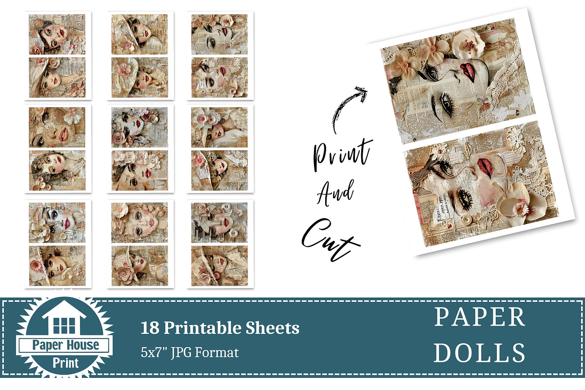 Paper Dolls Junk Journal Pages, an Illustration by NiiiNArt (Photo 5 of 8)