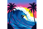 Big Wave Surfer, a Sport Illustration by Sharon Schwalbe (Thumbnail 2 of 2)