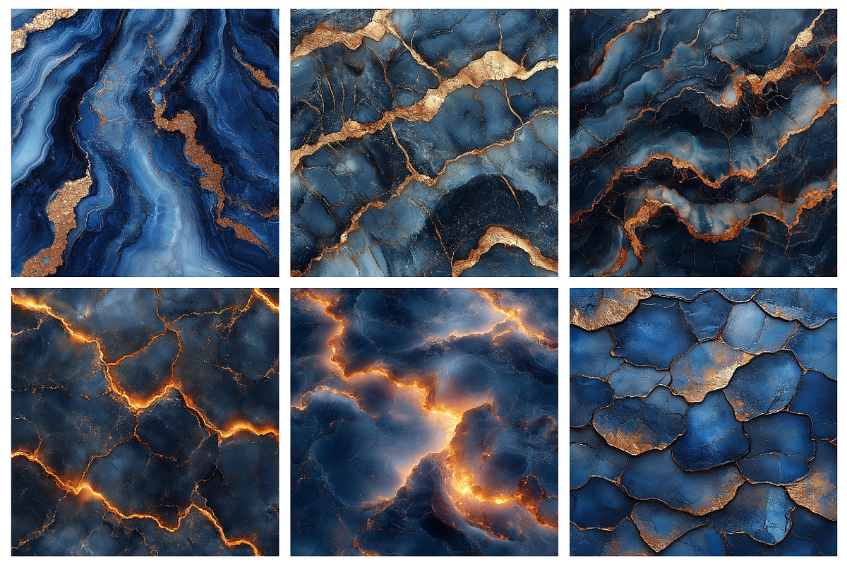Navy and Rose Gold Marble Digital Pa, an Illustration by RobertsArt (Photo 5 of 7)