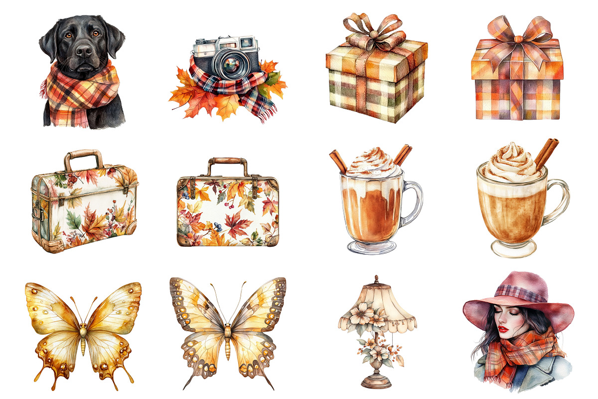 Fall Plaid Bookworm Clipart, a Seasonal Illustration by CitraGraphics (Photo 2 of 6)