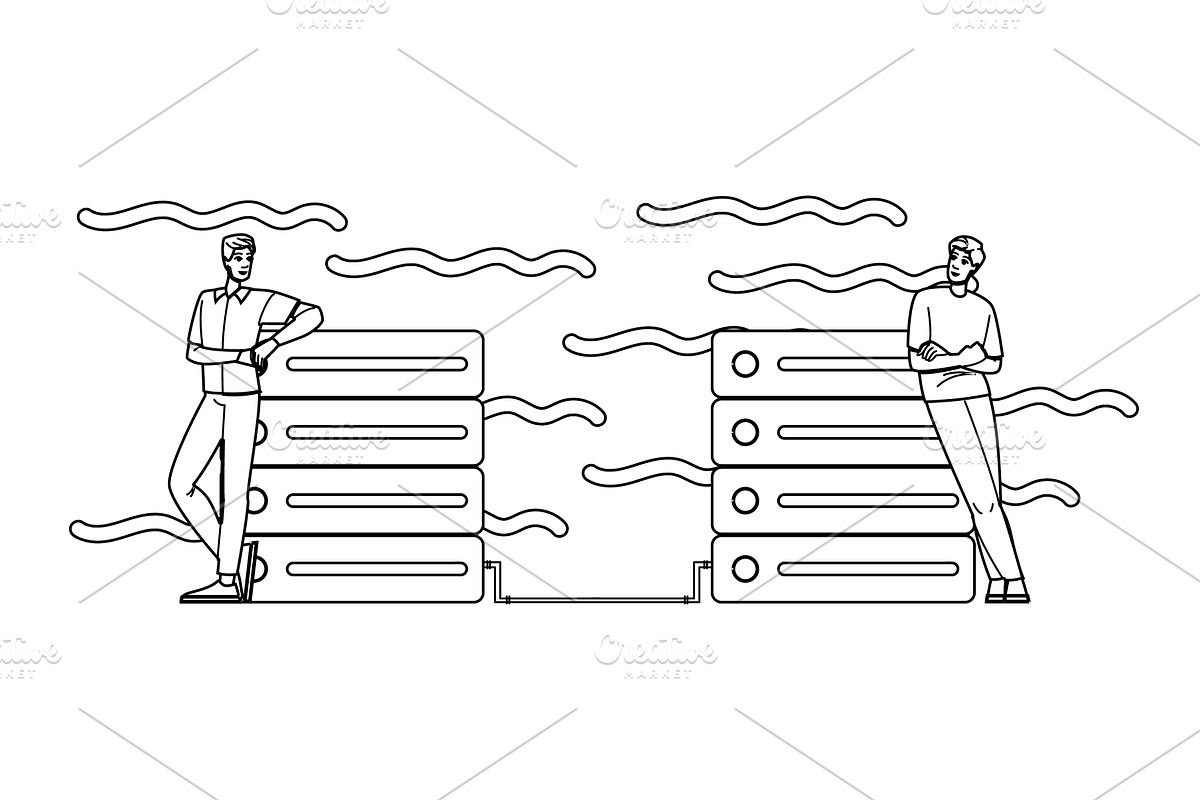 transfer data migration vector, a Technology Illustration by pikepicture